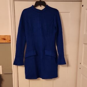 Elegant Blue Long Sleeve Dress Or Tunic Top